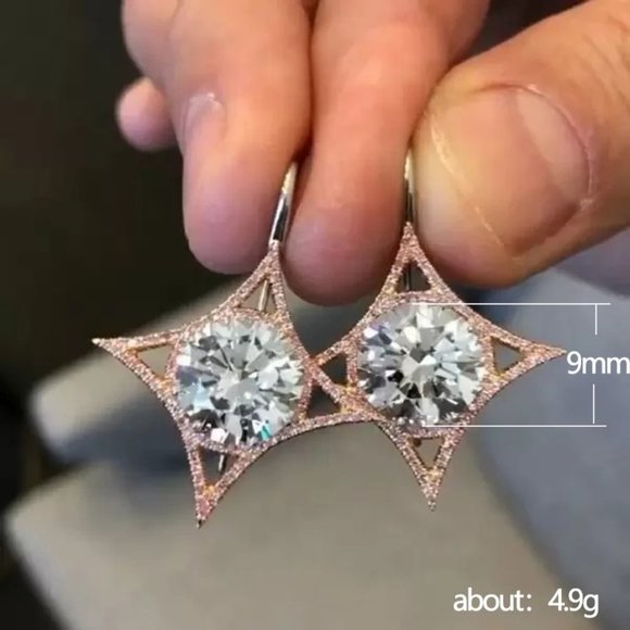 ✨Luxury Diamond CZ Dangle Rose Gold Plated Earrings for Women, UNVN12475 - Picture 4 of 4